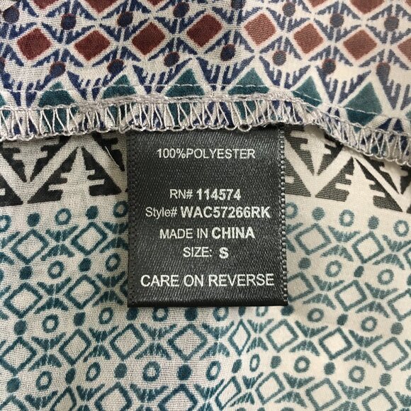 Ro & De Tunic NWT Sheer Band Collar 1/2 Button Down Blouse Gray Navy Blue - Picture 9 of 13